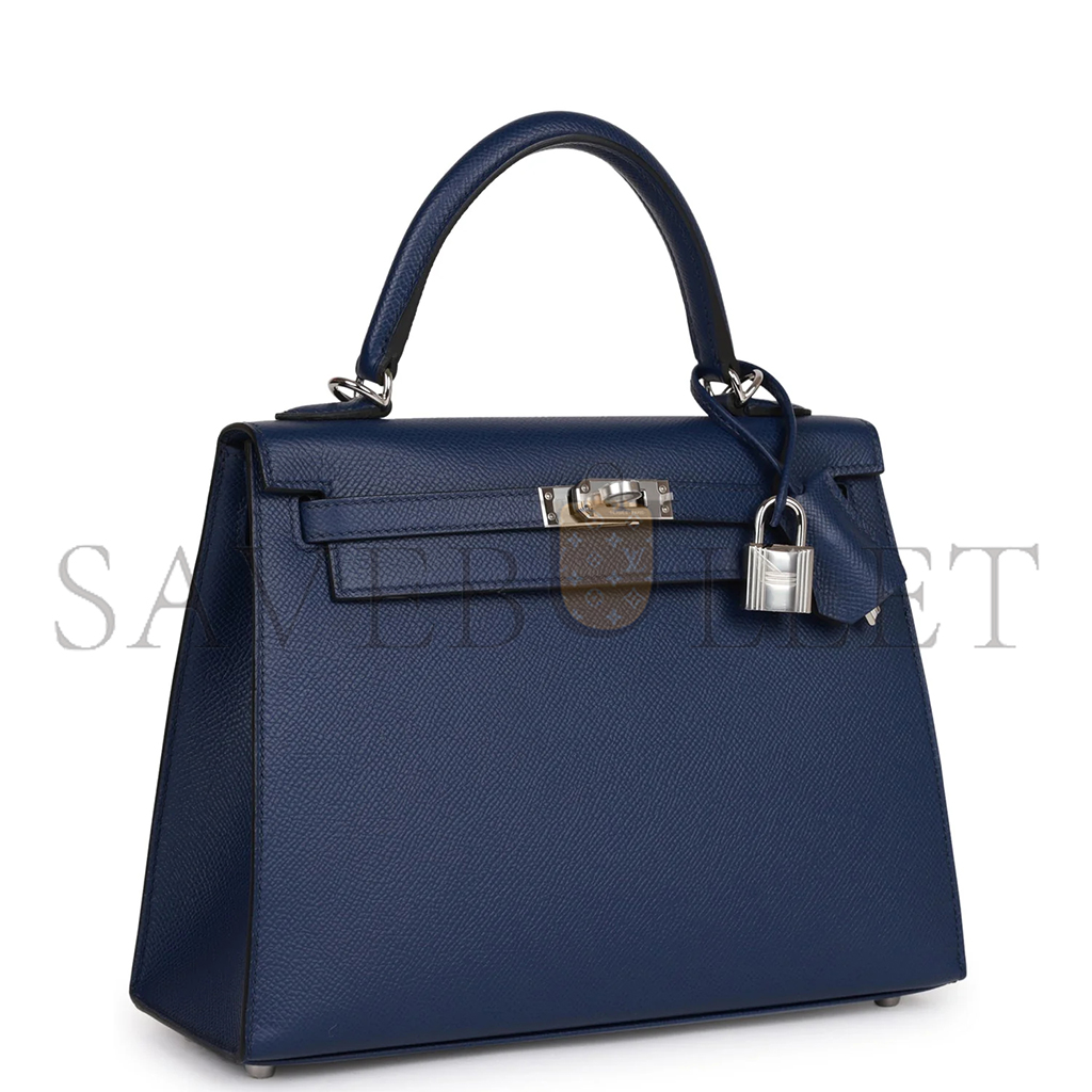 HERMÈS MASTER KELLY SELLIER 28 BLEU SAPHIR EPSOM PALLADIUM HARDWARE (28*22*10cm) 